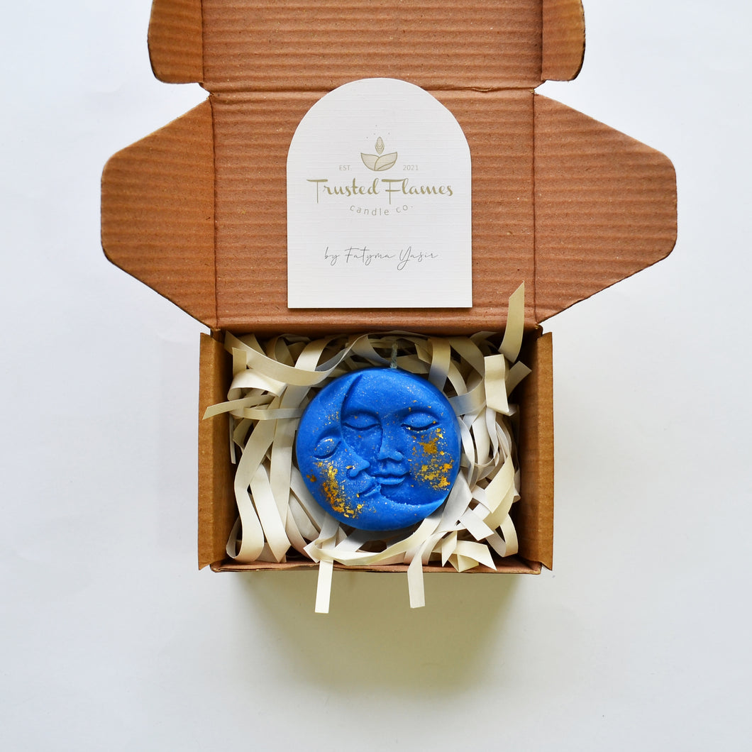 Sun and Moon Candle - Blue