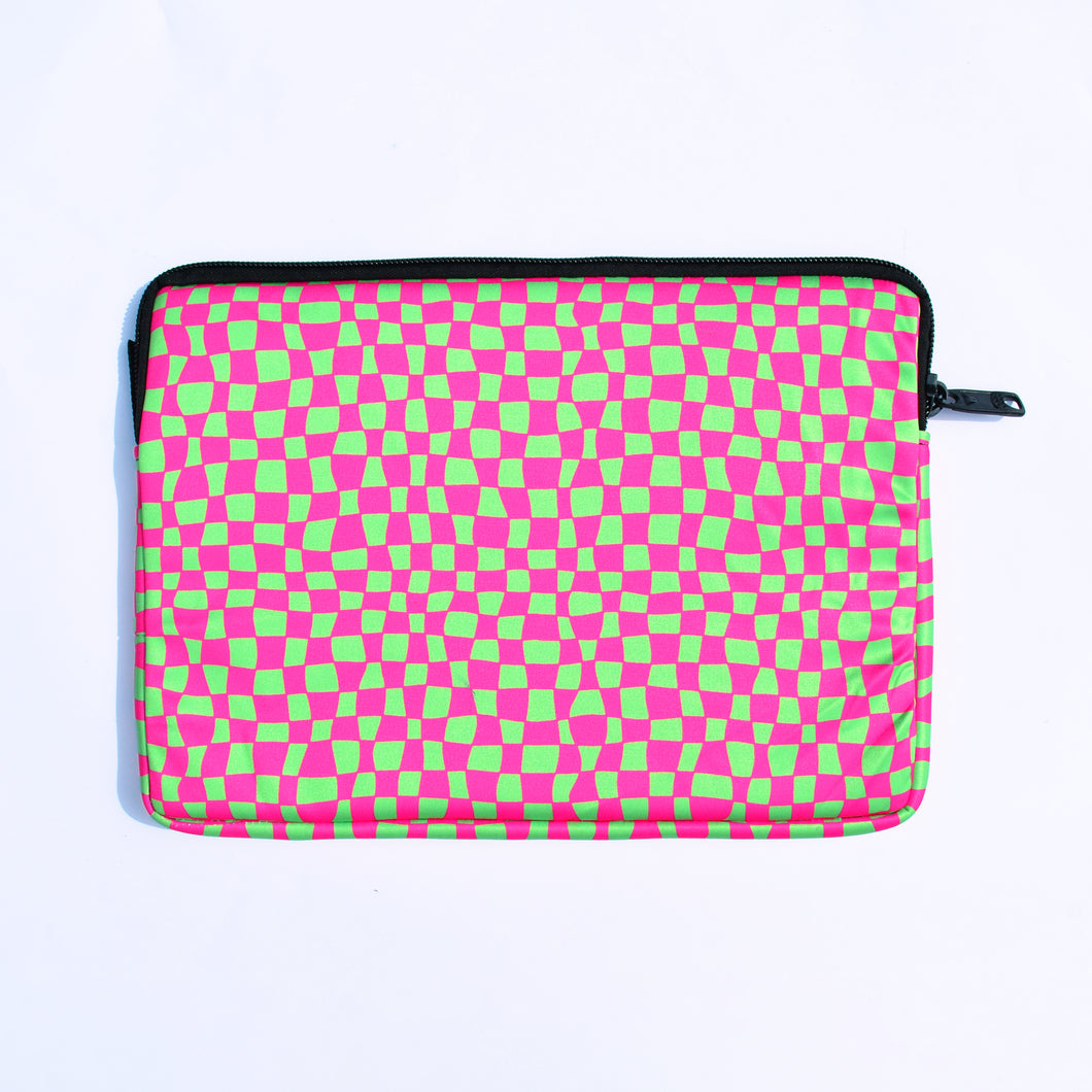 Pink Check Laptop Sleeve Medium - B Grade