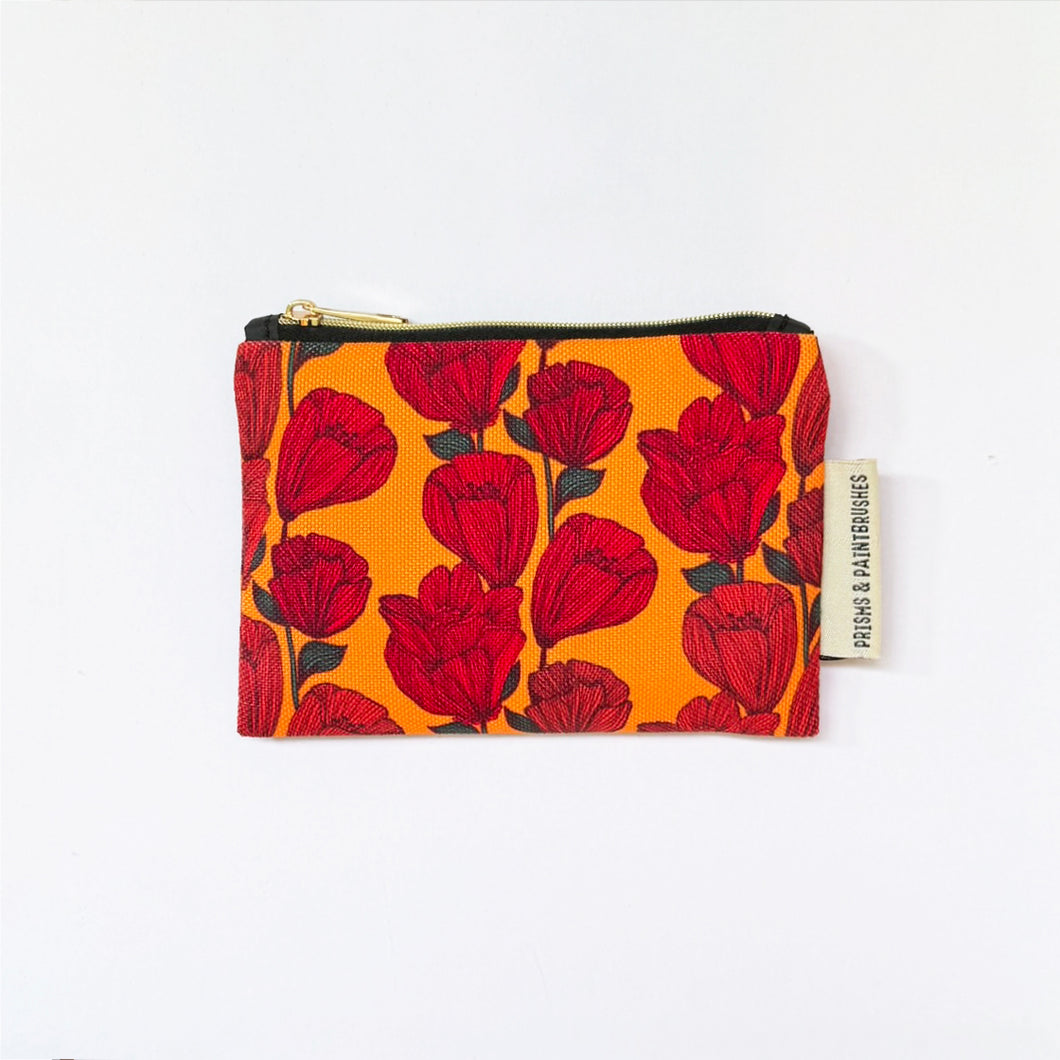 Red Flowers Small Zipper Pouch