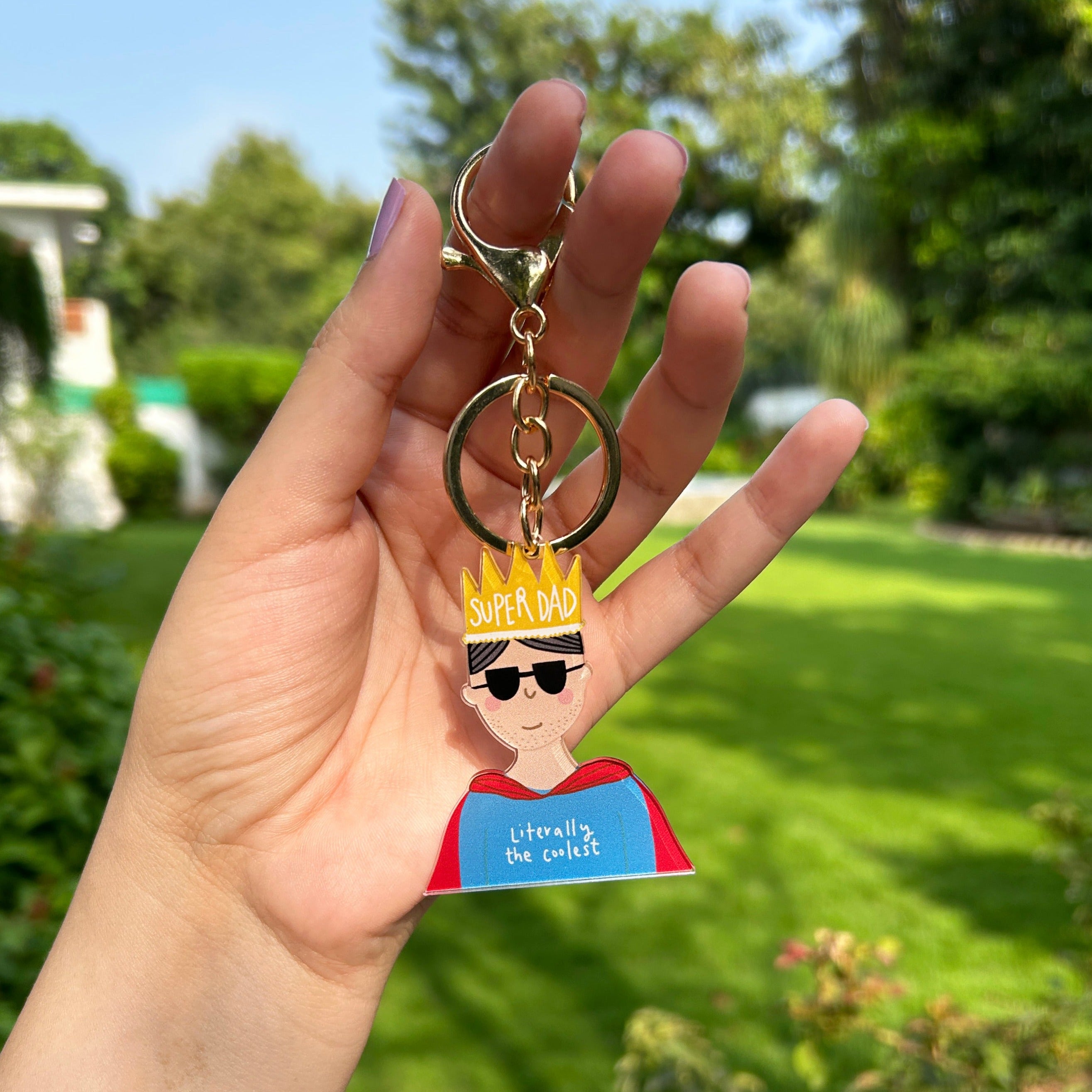 Super Dad Acrylic Keychain – Prisms and Paintbrushes