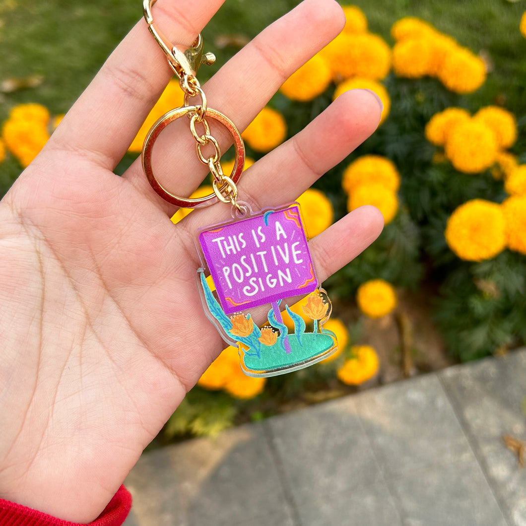 Positive Sign Acrylic Keychain