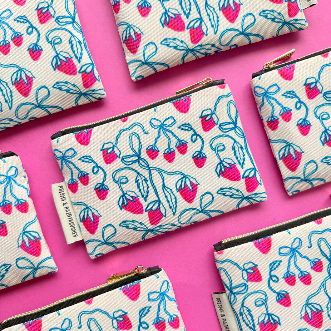 Strawberry Picnic Zipper Pouch small