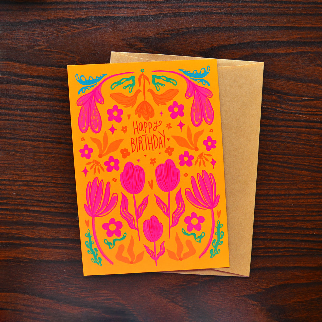 Happy Birthday Bird Garden Card